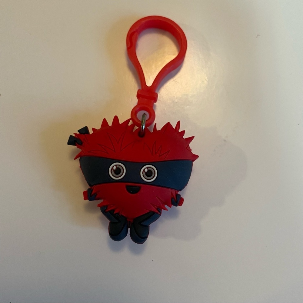 Red Ninja spy heart Clip-On bag tag Keychain